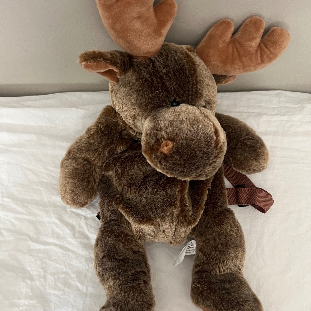 Moose backpack kids outdoors travel animal
